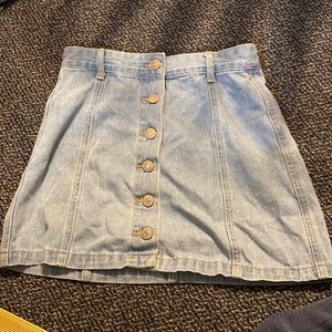 cute baby blue button up denim jean skirt #skirt #denim #buttons